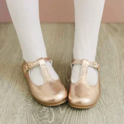 L'amour Eleanor T-Strap Flat - Rose Gold