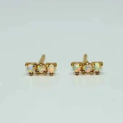 Leslie Francesca Mini Triple White Opal Studs