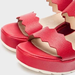 Wonders Red Wedge Sandal