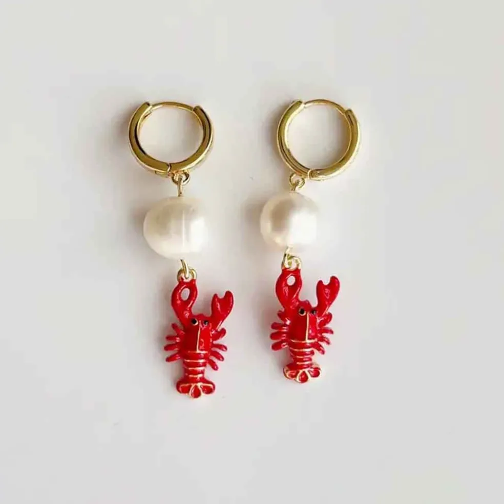 Yellow Dots Studio - Red Lobster Earrings